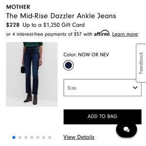 Mother denim Mid rise ankle dazzler jeans, size 29